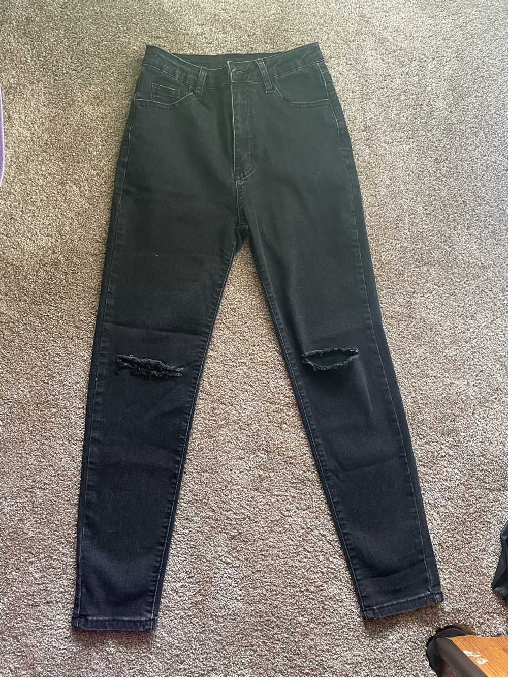 SHEIN Black High-Rise Ripped Skinny Jeans